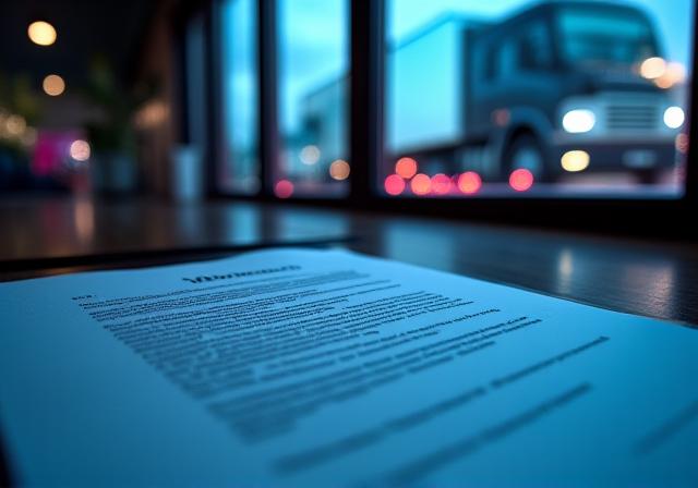 Legal documents with a trucking overlay