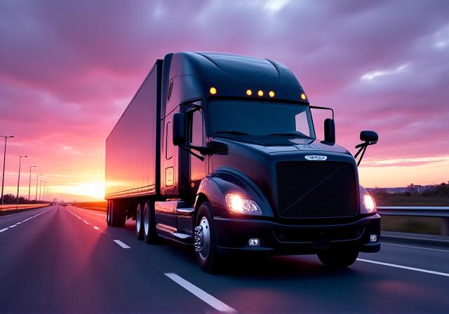 Modern aerodynamic semi-truck in motion
